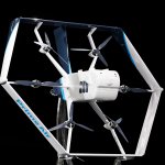 In this image released by Amazon, the company unveils its newest drone design for its "Prime Air" fleet at the Machine Learning, Automation, Robotics and Space conference "re: Mars" in Las Vegas on June 5, 2019. - Amazon said Wednesday it expects to begin large-scale deliveries by drone in the coming months.