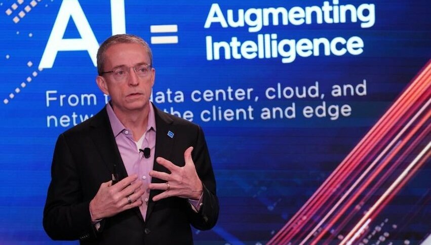 Pat Gelsinger, Intel CEO, speaks during his presentation at Intel’s AI Everywhere event on Thursday, 14 Dec 2023. (Credit: Intel Corporation).